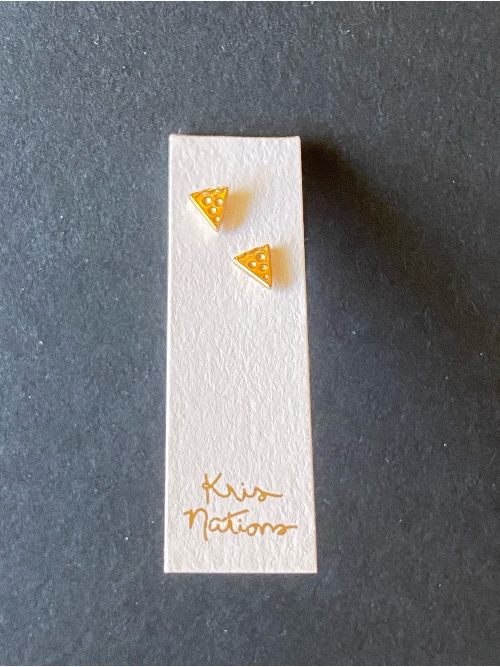Kris Nations Pizza Earrings 18kt Gold Vermeil
